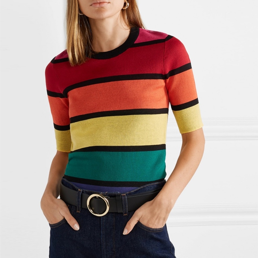 STAUD Multicolor Striped Top